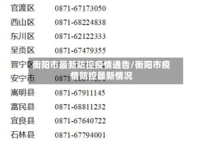 衡阳市最新防控疫情通告/衡阳市疫情防控最新情况